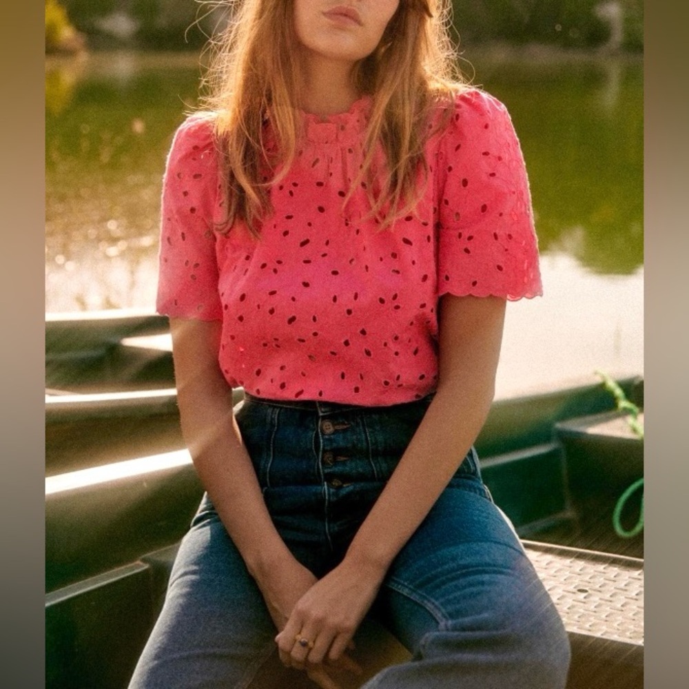 Sezane Louisah blouse - Fuchsia colour EUC